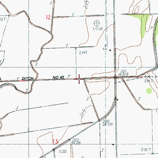 Topographic Map of Ditch Number 45, AR
