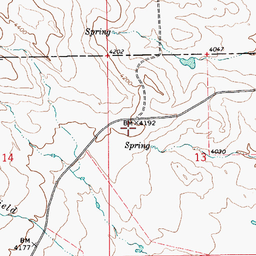 Topographic Map of 19N10E13BC__01 Spring, MT