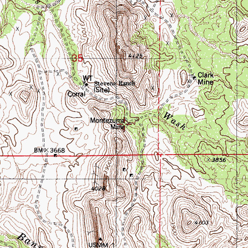 Topographic Map of Montezuma Mine, AZ