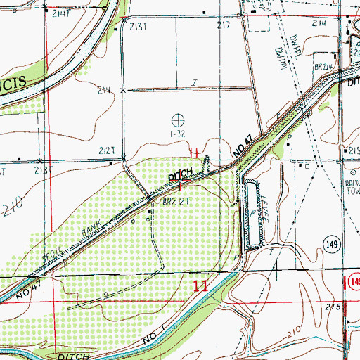 Topographic Map of Ditch Number 47, AR
