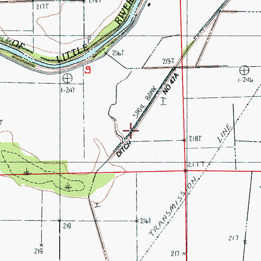 Topographic Map of Ditch Number 47a, AR