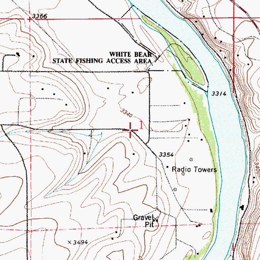 Topographic Map of 19N03E01DBBB01 Well, MT