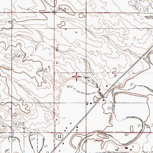 Topographic Map of 19N48E02CBAA01 Well, MT
