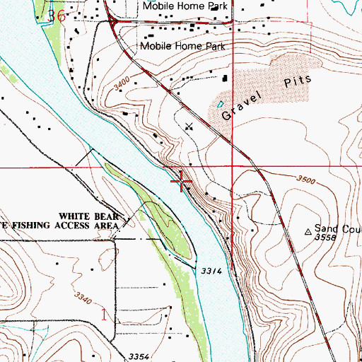 Topographic Map of 19N03E01AABA01 Well, MT