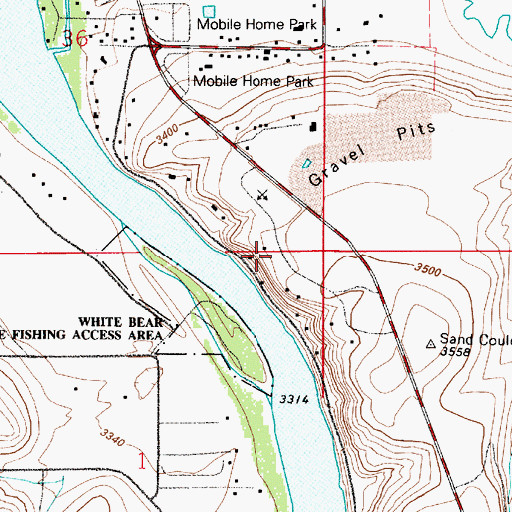 Topographic Map of 19N03E01AABA02 Well, MT