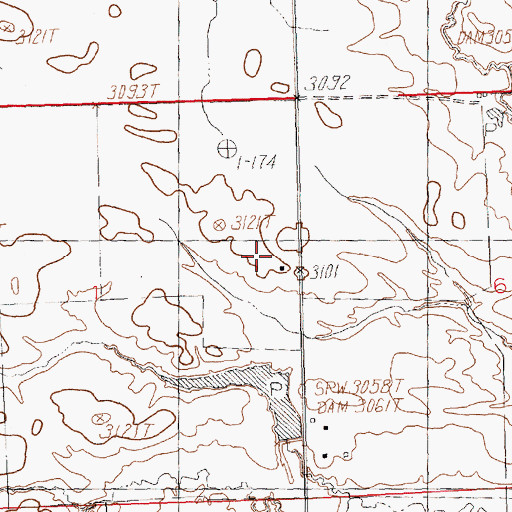 Topographic Map of 19N23E06BC__01 Well, MT
