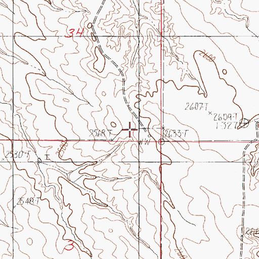 Topographic Map of 20N49E34DDCC01 Well, MT