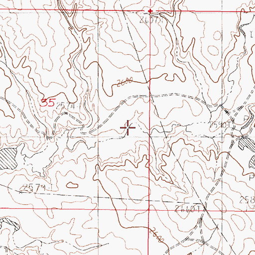 Topographic Map of 20N45E35DAAB01 Well, MT