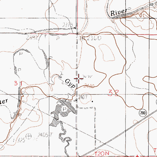 Topographic Map of 20N49E32BCBC01 Well, MT