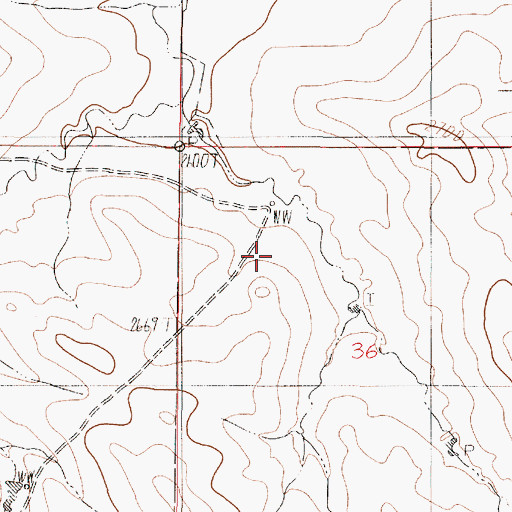 Topographic Map of 20N46E36BBDA01 Well, MT