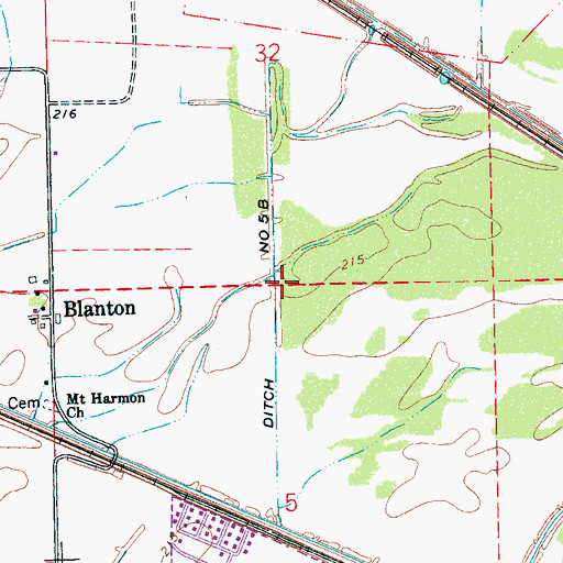 Topographic Map of Ditch Number 5b, AR