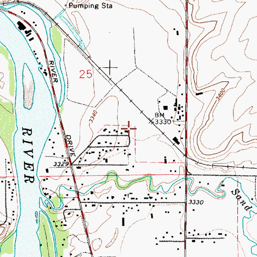 Topographic Map of 20N03E25DCAA01 Well, MT