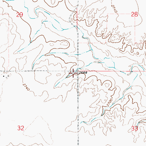 Topographic Map of 20N55E32AAAA01 Well, MT