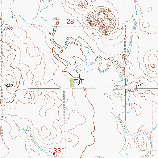 Topographic Map of 20N54E28DCDA01 Well, MT