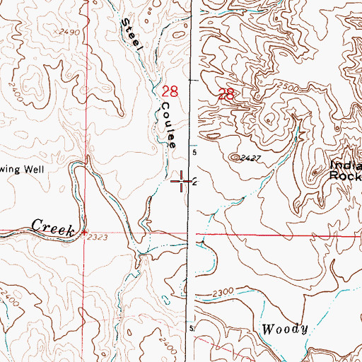 Topographic Map of 20N42E28CD__01 Well, MT
