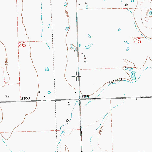 Topographic Map of 20N21W25BBCC01 Well, MT