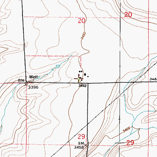 Topographic Map of 20N02E20CDDD01 Well, MT