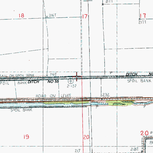 Topographic Map of Ditch Number 55, AR