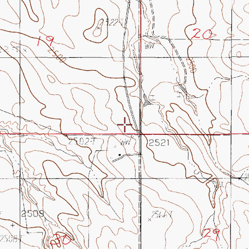 Topographic Map of 20N50E30AAAB01 Well, MT