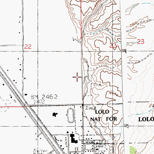 Topographic Map of 20N26W23CCBA01 Well, MT