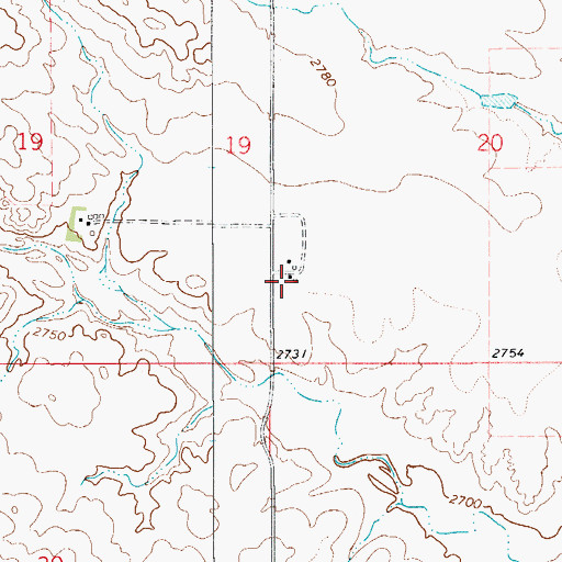 Topographic Map of 20N55E20CBCA01 Well, MT