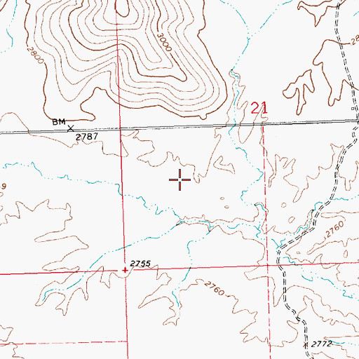 Topographic Map of 20N22W21CBDA01 Well, MT