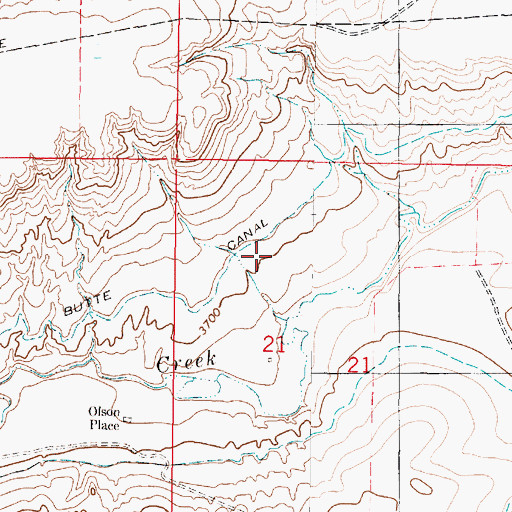Topographic Map of 20N03W21B___01 Well, MT