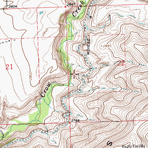 Topographic Map of 20N21W21CAB_01 Spring, MT