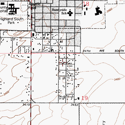 Topographic Map of 20N04E19BABD01 Well, MT