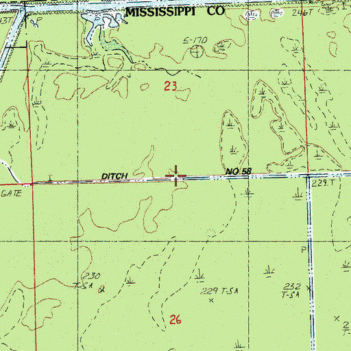 Topographic Map of Ditch Number 58, AR