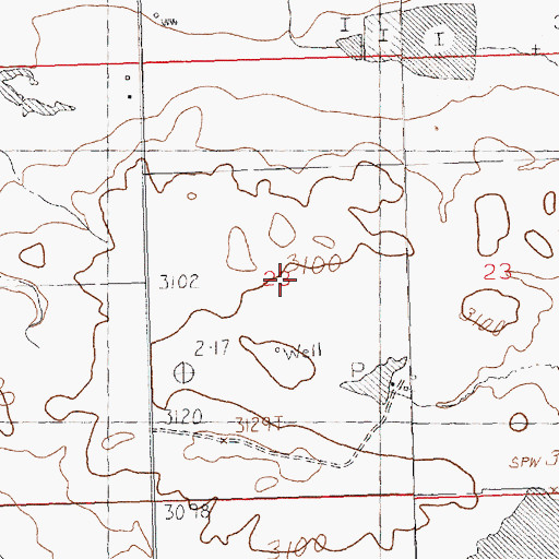 Topographic Map of 20N22E23CAC_01 Well, MT