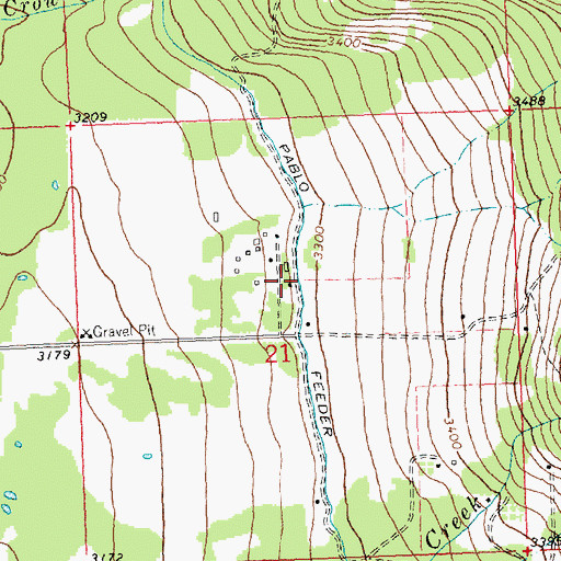 Topographic Map of 20N19W21BDD_01 Well, MT
