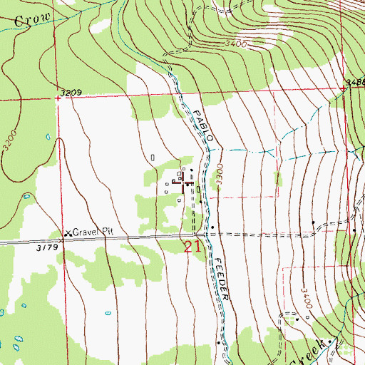 Topographic Map of 20N19W21BDA_01 Well, MT