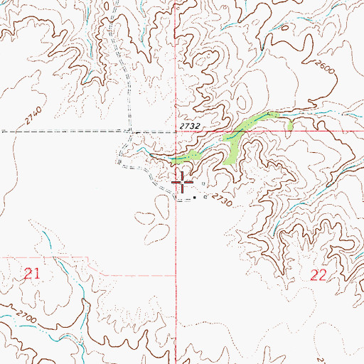 Topographic Map of 20N55E22BBCC01 Well, MT