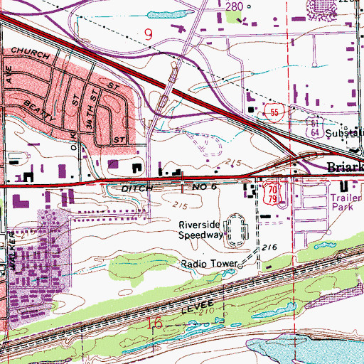 Topographic Map of Ditch Number 6, AR