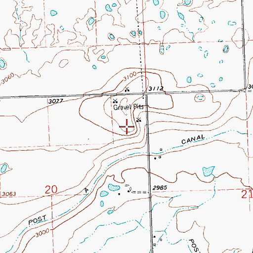 Topographic Map of 20N20W20AADA01 Well, MT
