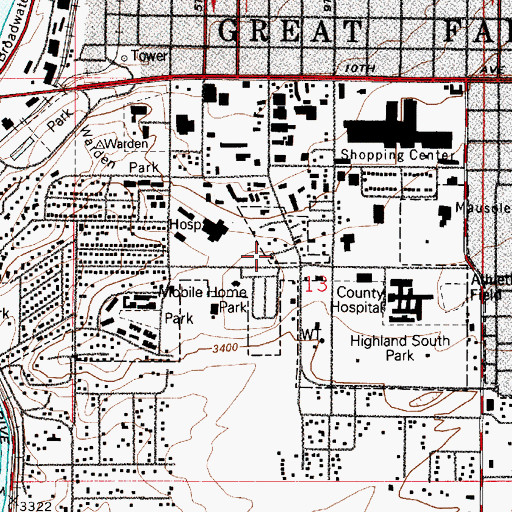Topographic Map of 20N03E13BDDD01 Well, MT