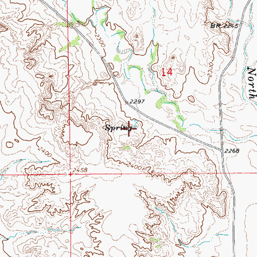 Topographic Map of 20N56E14CDBA01 Spring, MT