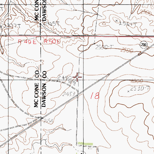 Topographic Map of 20N50E18BDCD01 Well, MT