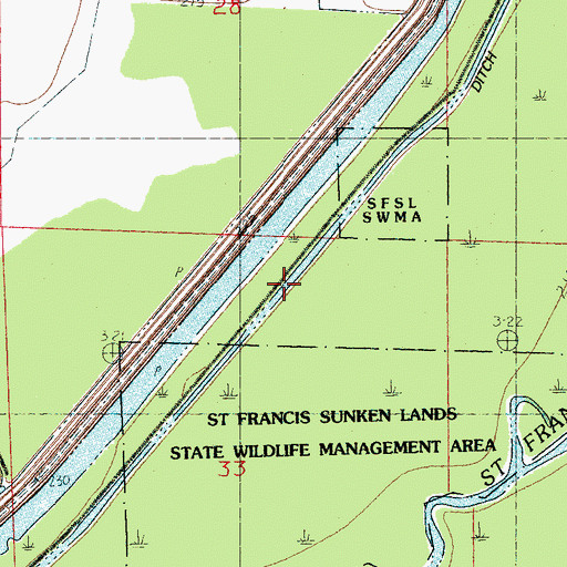 Topographic Map of Ditch Number 60, AR