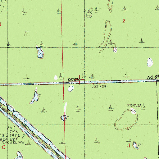 Topographic Map of Ditch Number 61, AR