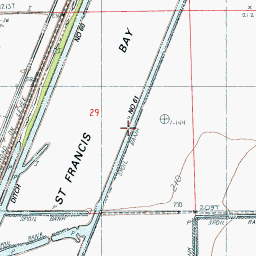 Topographic Map of Ditch Number 61, AR