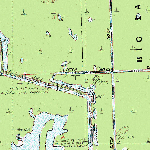 Topographic Map of Ditch Number 62, AR