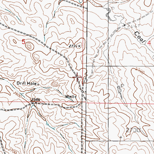 Topographic Map of 20N45E05DDB_01 Well, MT
