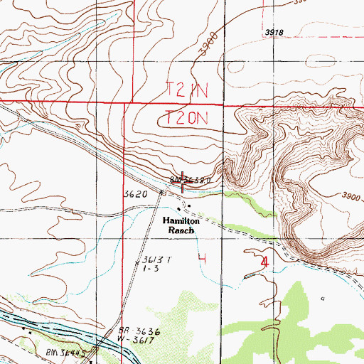 Topographic Map of 20N03W04B___01 Well, MT