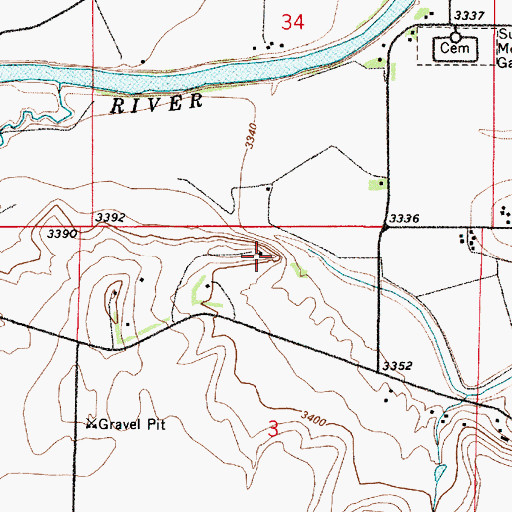 Topographic Map of 20N02E03BAAD01 Well, MT