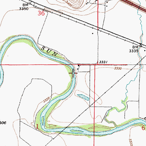 Topographic Map of 20N02E01AABA01 Well, MT