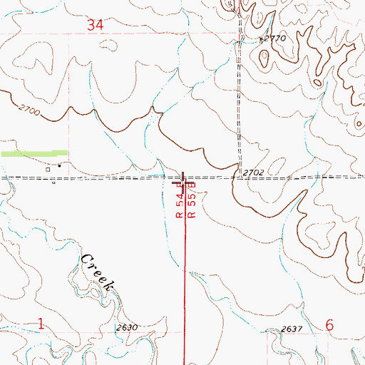 Topographic Map of 20N55E06BBBB01 Well, MT