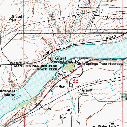 Topographic Map of 21N04E33BDAD01 Spring, MT