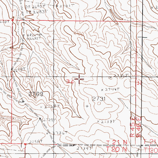 Topographic Map of 21N45E36ACCC01 Well, MT